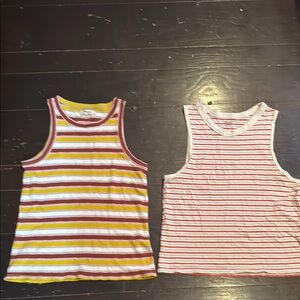 2 Madewell Yellow and Red Striped Tank Tops Women's size S